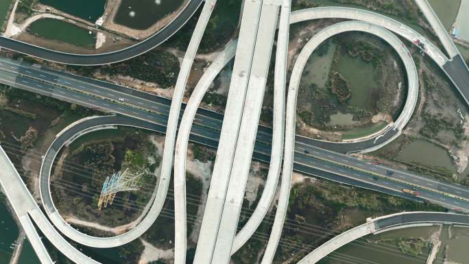 航拍建设中的珠海香海大桥4k延时