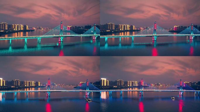 清远伦洲大桥夜景航拍