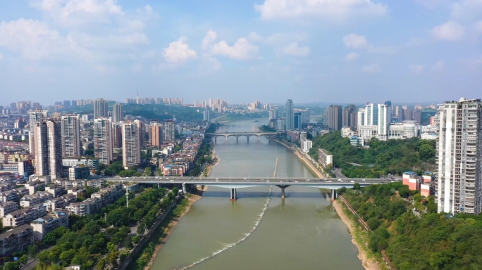 泸州城市大景长江沱江