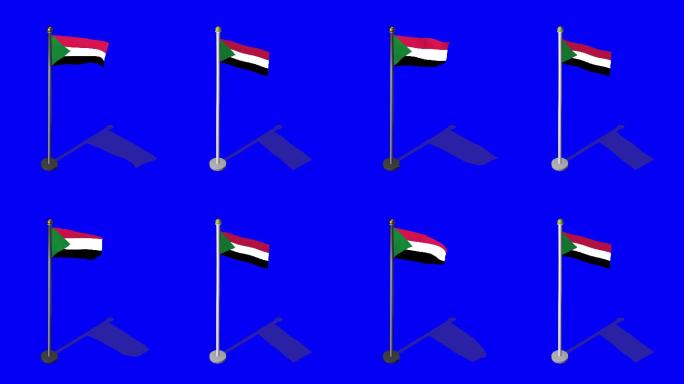 苏丹等距旗旗杆三维国旗
