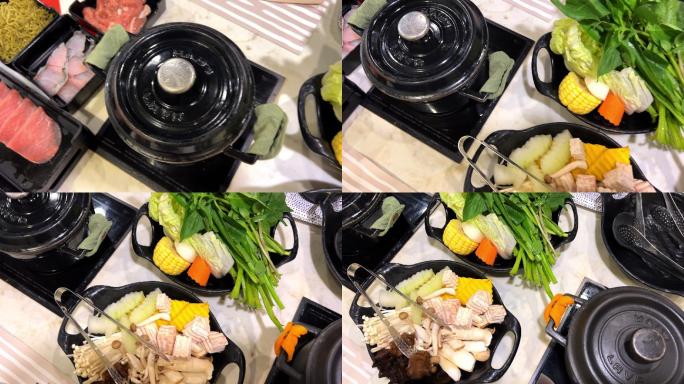 Sukiyaki和火锅，准备食物，曼谷健康生活