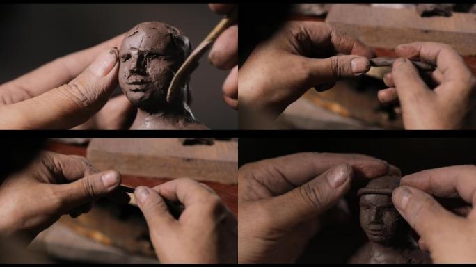 中国传统技艺雕塑 捏泥人制作A005