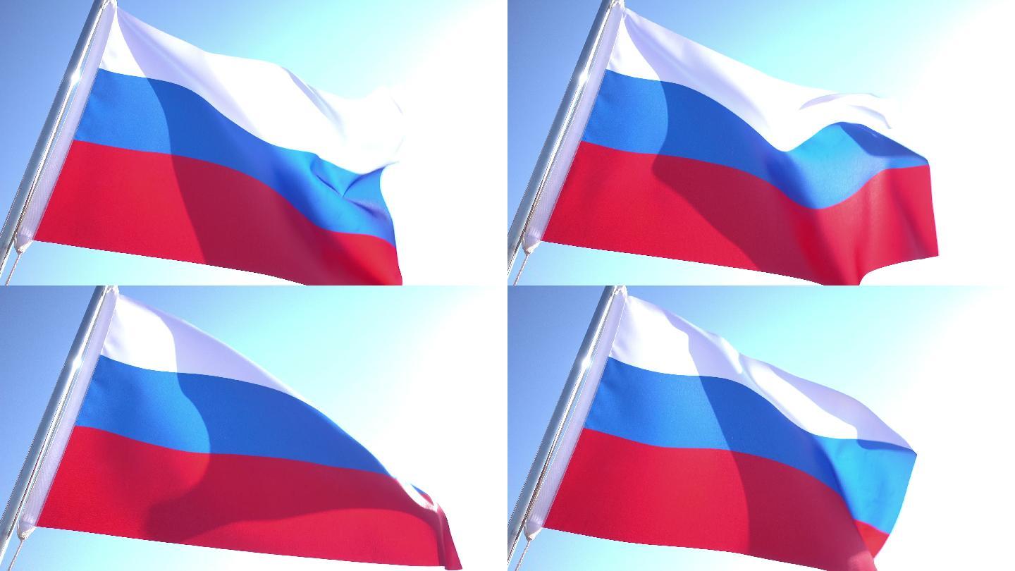 俄罗斯国旗旗帜飘动