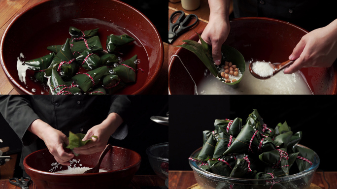 制作中国传统节日端午节特色食品粽子