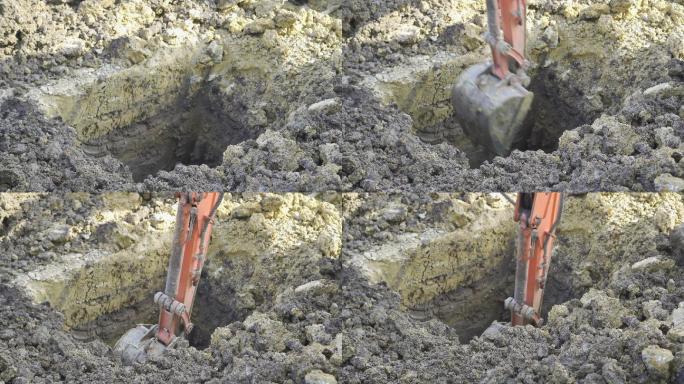 反铲挖掘机挖坑。施工理念