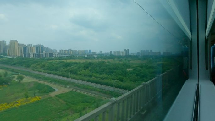 德阳到成都高铁成绵乐客运专线沿线风景
