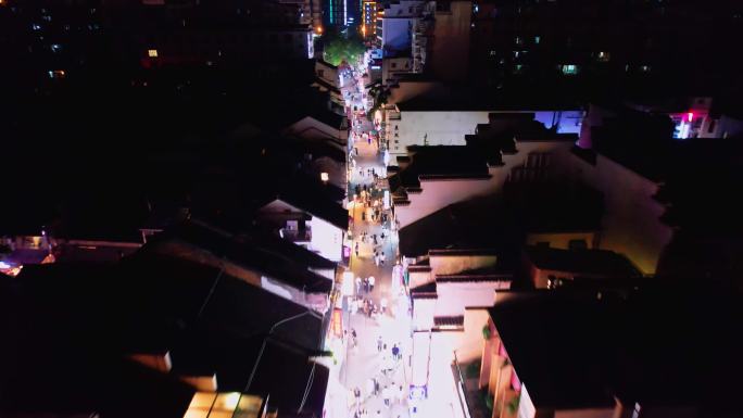 长沙太平老街古街商业夜晚全景航拍
