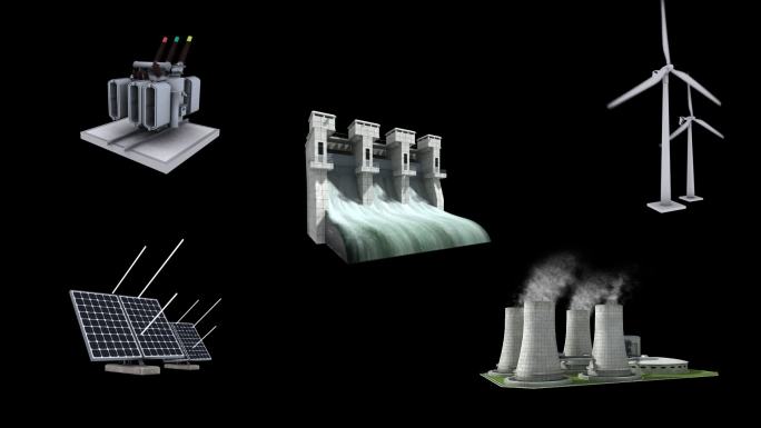 绿色能源 风力发电  太阳能板 水利发电