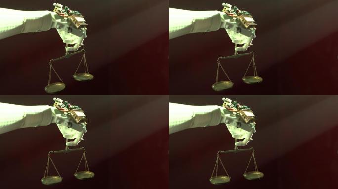 人工智能和法律机器人手的正义尺度视频
