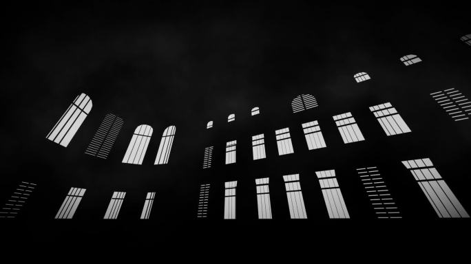 场景-室内建筑夜色循环-窗户黑白