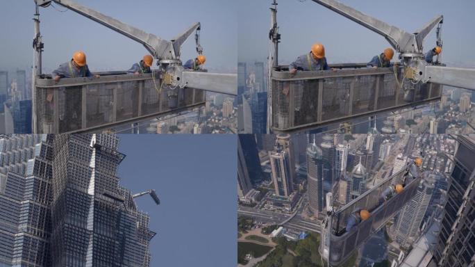 摩天大厦吊装工人