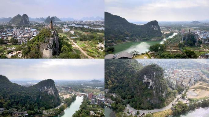 广西桂林象鼻山空镜航拍