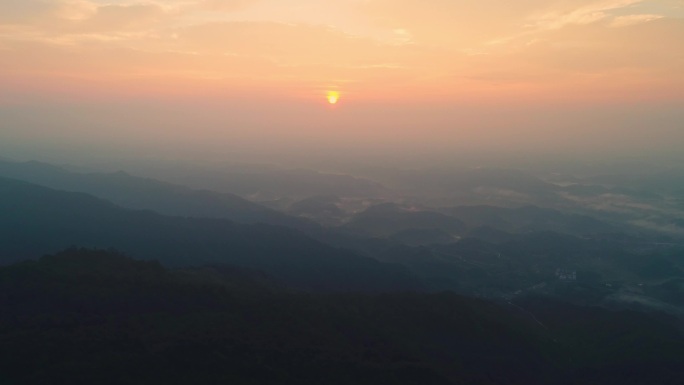 成都大邑县雾山风景区日出航拍