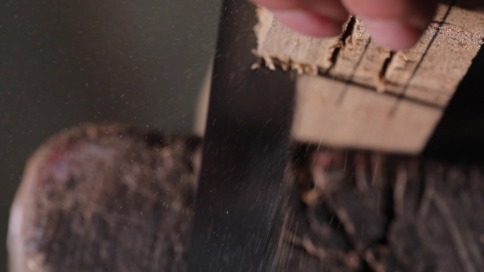 木工制作切割木头木屑实拍A005