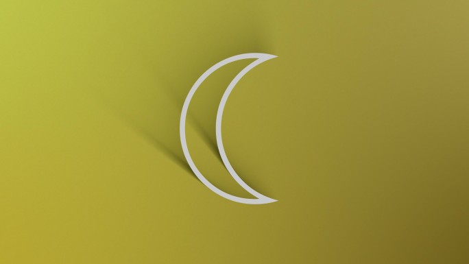在4K分辨率循环就绪文件中，月亮符号，阴影在黄色背景上四处移动