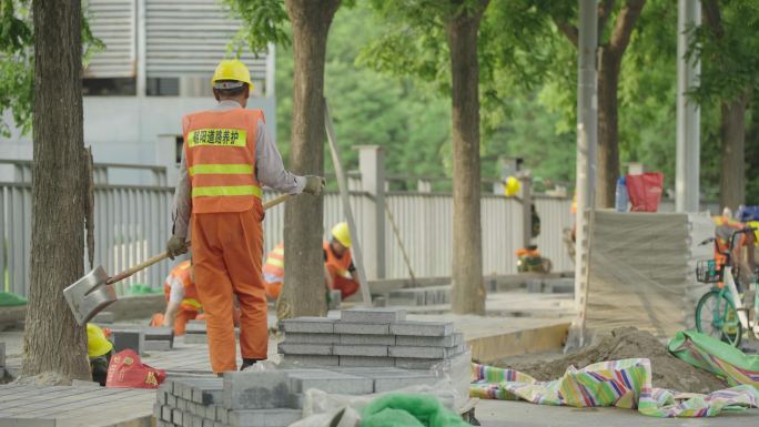 城市街道/道路/养护工人/疫情下的城市