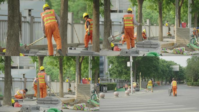 城市街道/道路/养护工人/疫情下的城市