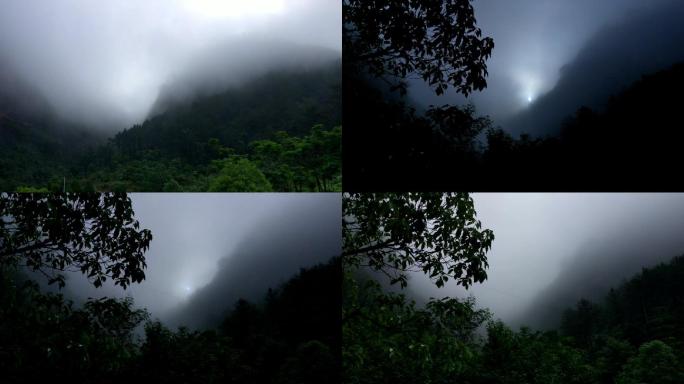 雾锁石山大雾绕南山蒙珑幽静神秘的山林