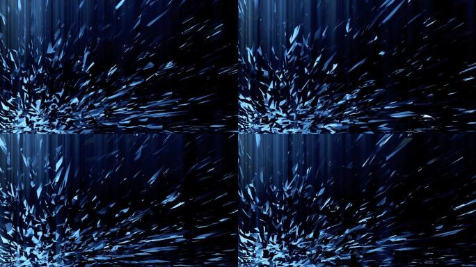 【4K时尚背景】蓝黑光影抽象立体几何碎片