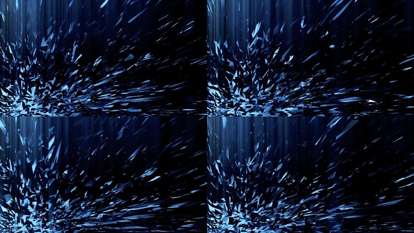 【4K时尚背景】蓝黑光影抽象立体几何碎片