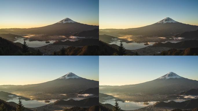 早上，美丽的富士山——日本的标志