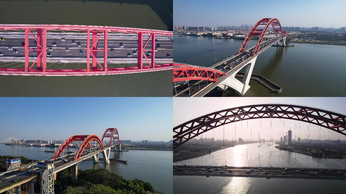 广州新光大桥交通车流航拍