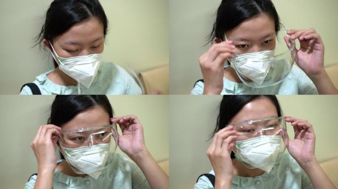 亚洲女性戴面罩防病