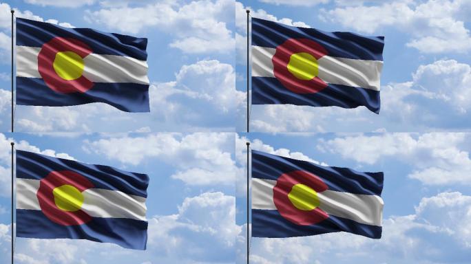 4k美国科罗拉多州国旗在桅杆上迎风飘扬
