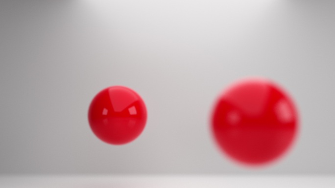 红色球体选择性聚焦3D动画
