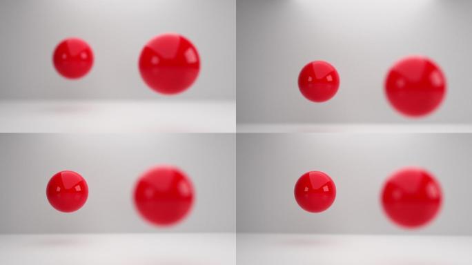 红色球体选择性聚焦3D动画