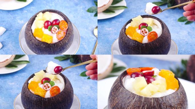 椰子水果冻视频