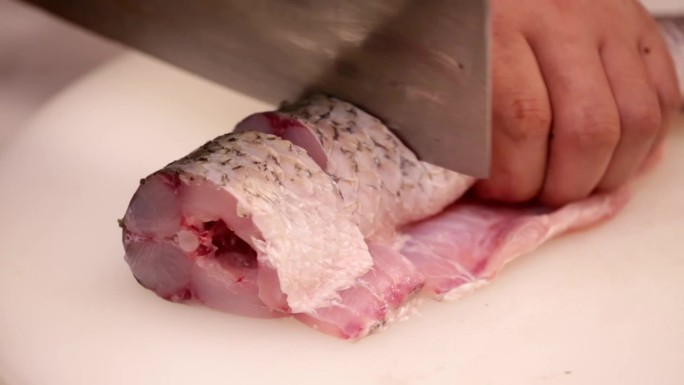 【镜头合集】鱼肉切段切鱼肉块 (1)