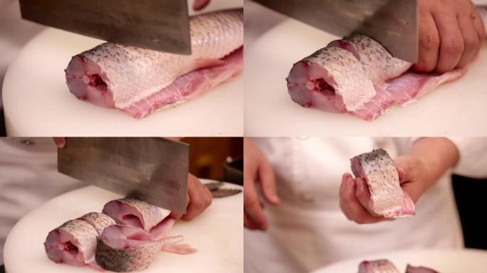 【镜头合集】鱼肉切段切鱼肉块 (1)