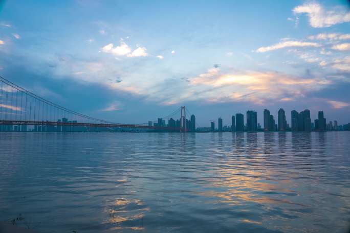 长江日落 杨泗港大桥 日转夜