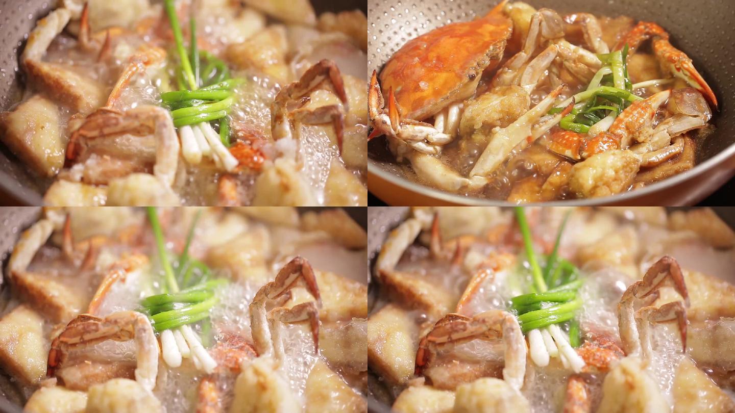 【镜头合集】厨师炒制豆腐烧螃蟹  (3)