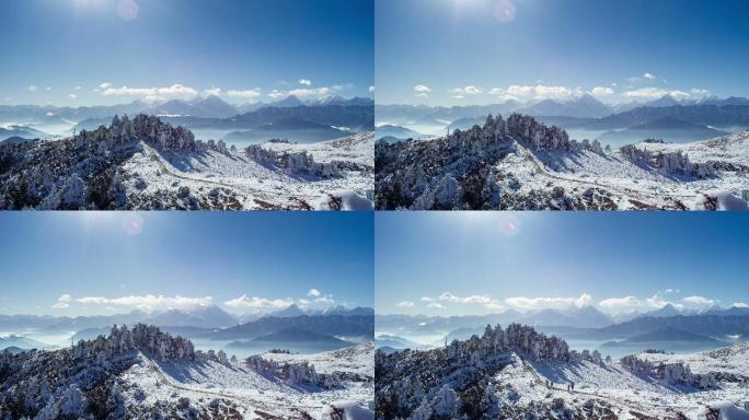 四川泸定牛背山雪山风光航拍