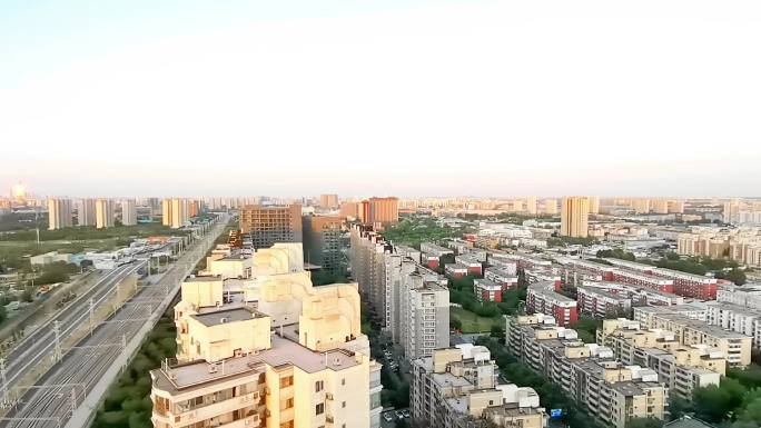 黄昏俯拍生活小区商务区高楼大厦北京地标
