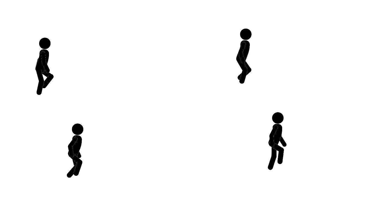 图标人物爬楼梯动画。角色2D卡通动画。象形人物独特的轮廓向量图标集。透明背景上的动画姿势。移动活动变