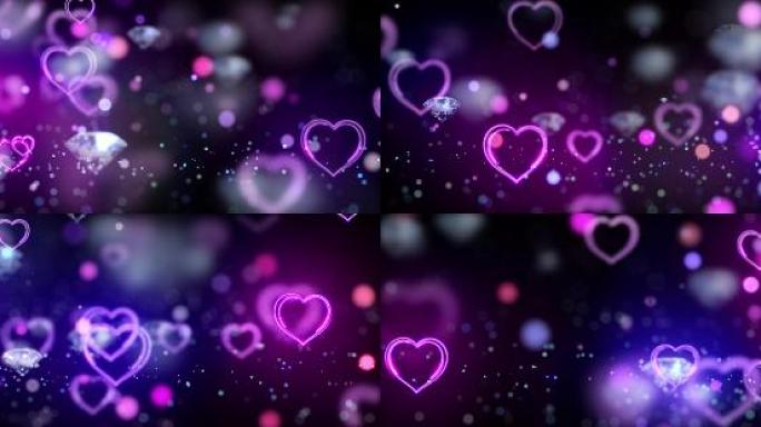紫色浪漫爱心粒子唯美背景