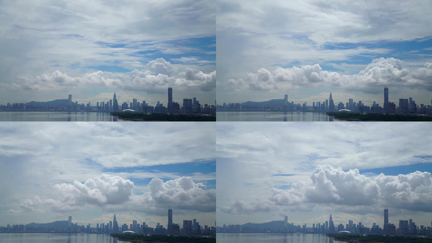 深圳湾海面雨过天晴 城市晴朗天空