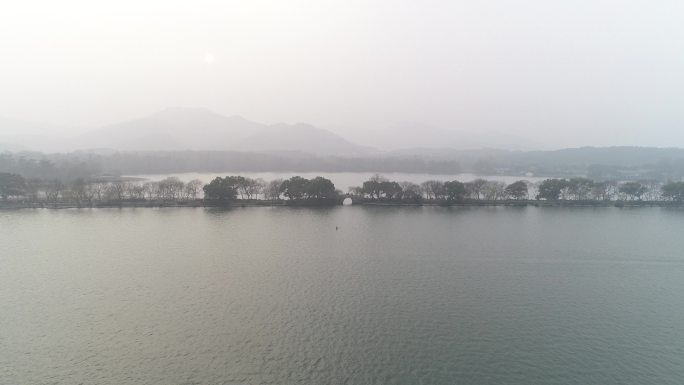 杭州西湖景区三潭印月航拍素材