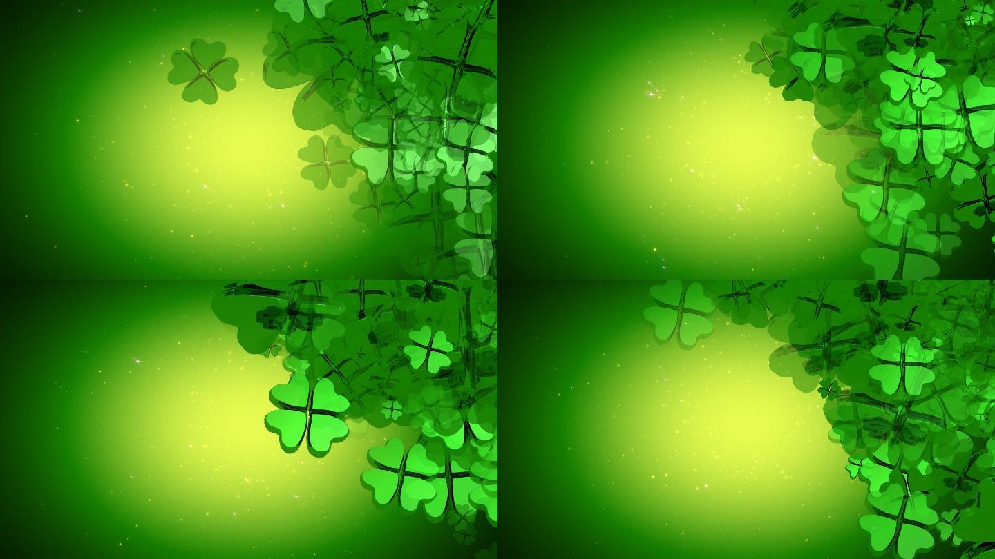 圣帕特里克节-绿色四叶三叶草设计