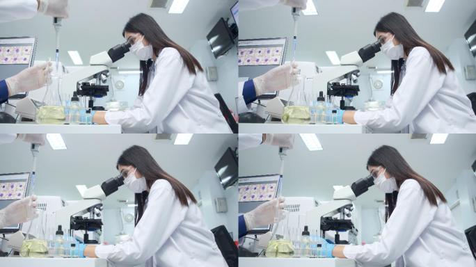 实验室技术员，亚洲医学技术员在私人实验室工作。
