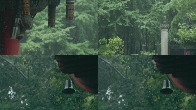 下雨升格雨景古建筑视频素材