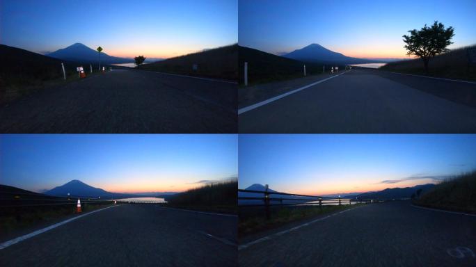 傍晚驱车前往山中湖和富士山