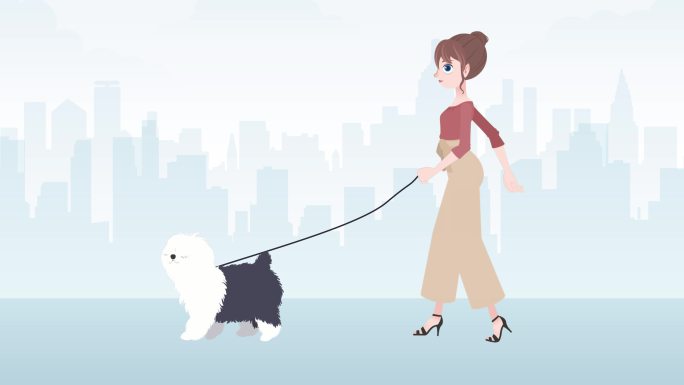 《快乐女人与狗同行》动画片
