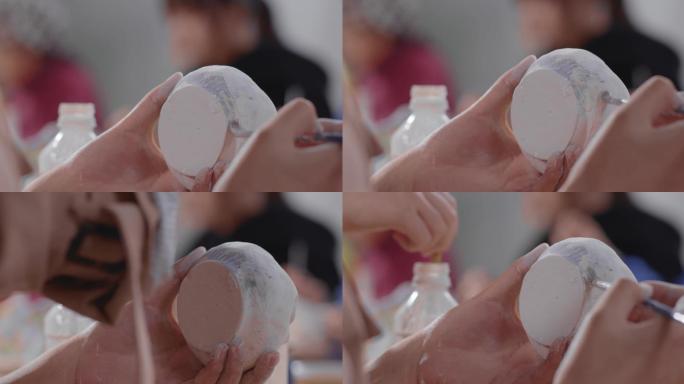 【4K】手工陶艺练习手工雕刻手工实训室