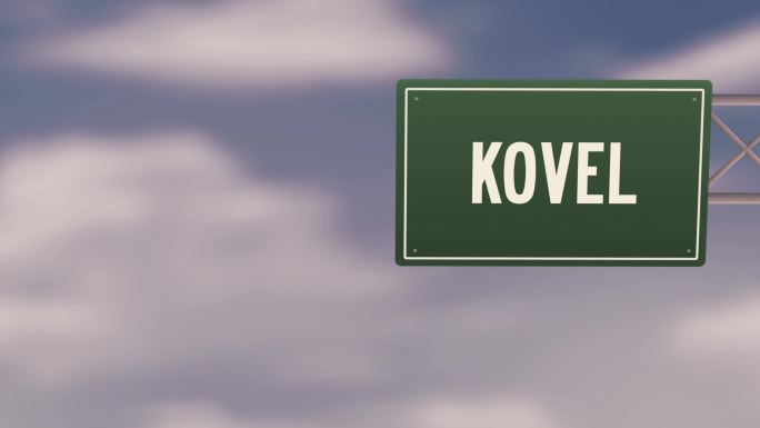 乌克兰科维尔市-蓝色多云天空上的乌克兰地区城镇路标-股票视频