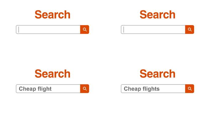 网络浏览器或带有搜索框的网页键入廉价航班进行互联网搜索