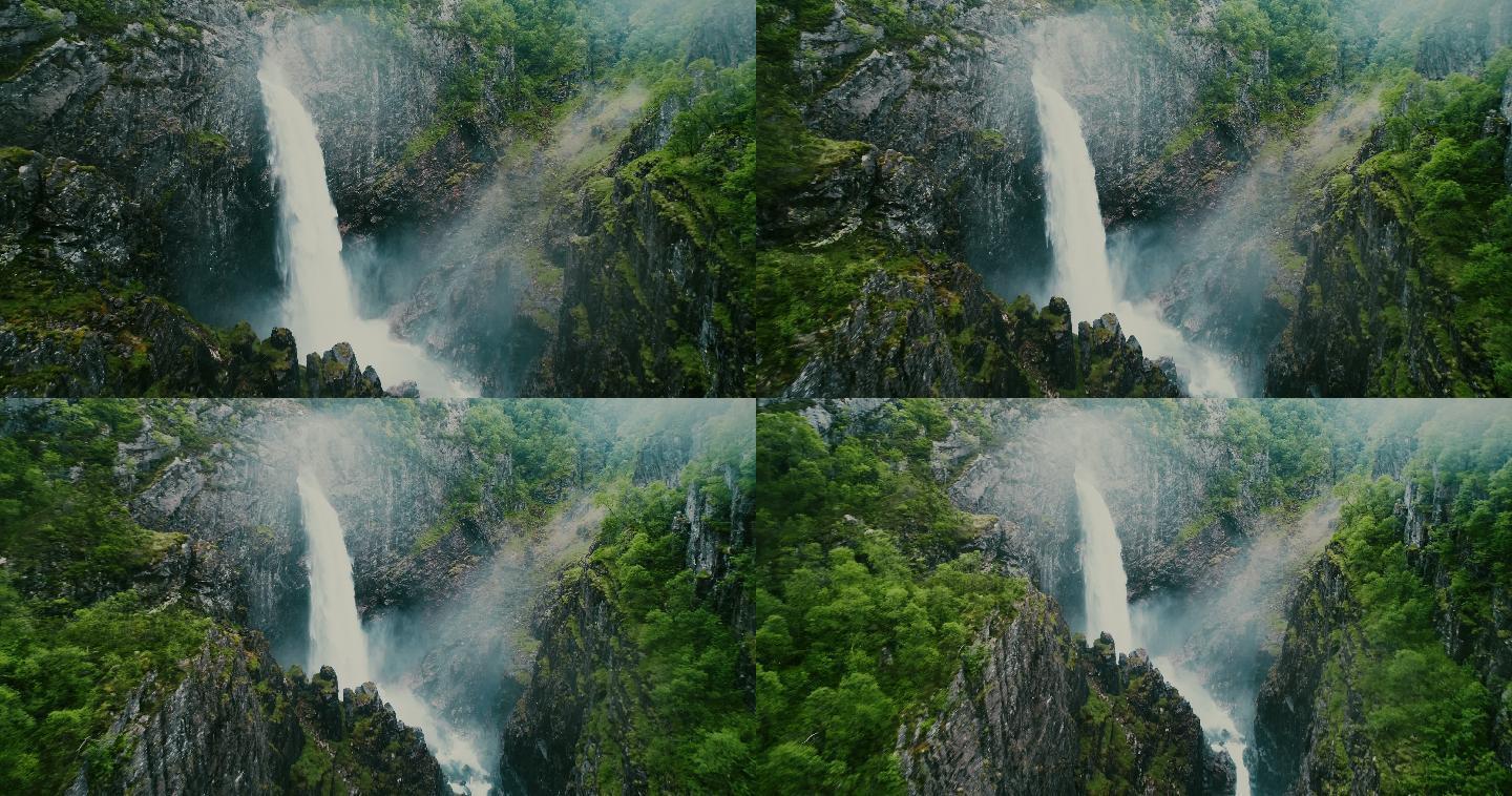 沃林福森瀑布和河流鸟瞰图